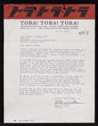 Letter from Elmo Williams to Admiral Walter L. Small regarding TORA! TORA! TORA!